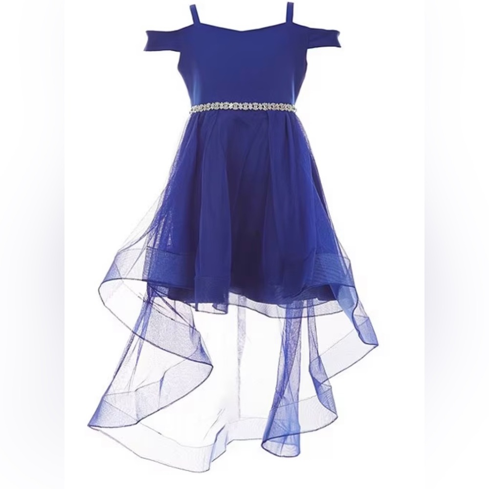 Rare Editions Royal Blue Cold Shoulder Dress